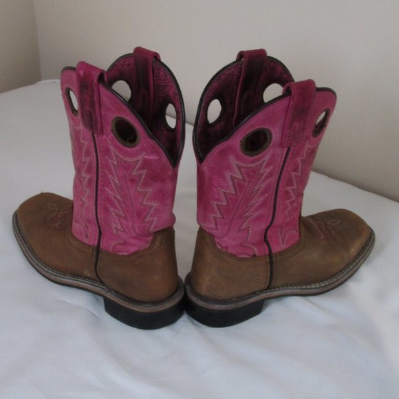 SHYANNE Girls Cow Girls Boots Square Toe PINK BROWN Size 1D Pre-owned Go… - Picture 5 of 11